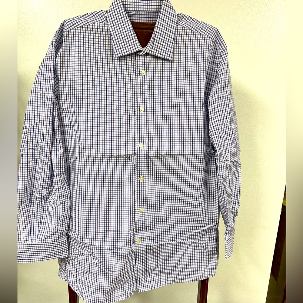 Michael Kors Men’s Button Down dress shirt - Navy and Purple checkered